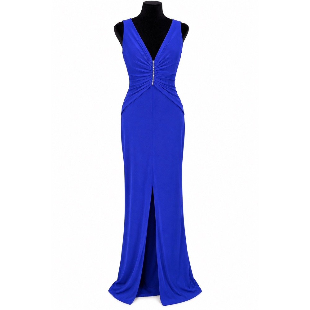 Ralph Lauren Dress 2 Cobalt Blue Ruched Rhinestone Y2K Ethereal Wedding Gala